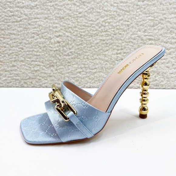 Fashion Nova Shoes - Fashion Nova Keep It Sweet Heeled Mules- Blue New Size 9